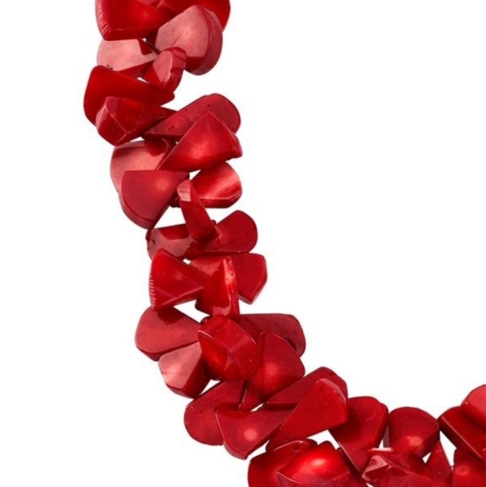 Red Coral Bead Cluster Necklace